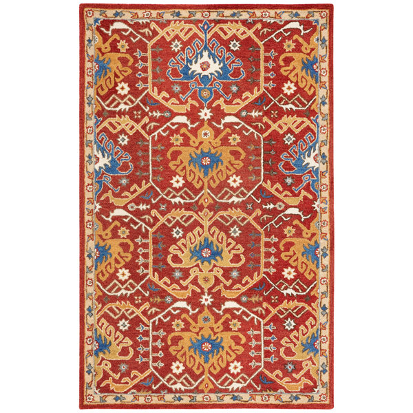 Birch Lane™ Goddard Handmade Wool Red/Yellow Rug & Reviews Wayfair